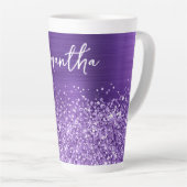 Glittery Amethyst Paarse Glam Name Latte Mok (Rechterhoek)