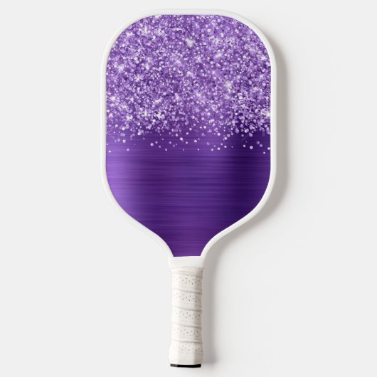 Glittery Amethyst Paarse Glam Name Pickleball Paddle (Achterkant)