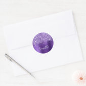 Glittery Amethyst Paarse Glam Name Ronde Sticker (Envelop)