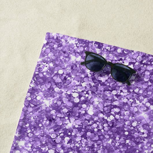 Glittery Amethyst Paarse Glam Name Strandlaken (In situ)