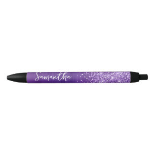 Glittery Amethyst Paarse Glam Name Zwarte Inkt Pen