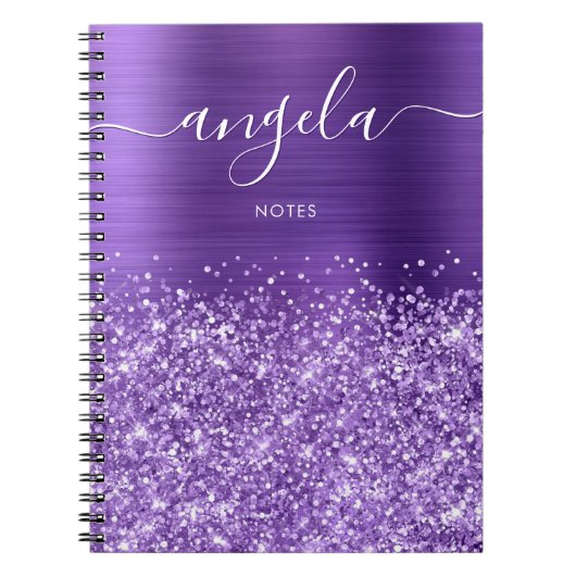 Glittery Amethyst Paarse Glam Notities Notitieboek (Voorkant)