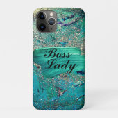 Glittery Aqua Paint Strokes Boss Lady Case-Mate iPhone Case (Achterkant)