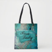Glittery Aqua Paint Strokes Boss Lady Tote Bag (Voorkant)