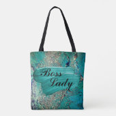 Glittery Aqua Paint Strokes Boss Lady Tote Bag (Achterkant)