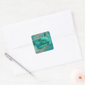 Glittery Aqua Paint Strokes Boss Lady   Vierkante Sticker (Envelop)