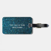 Glittery Aqua Peacock Bagagelabel (Achterkant horizontaal)