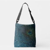Glittery Aqua Peacock Crossbody Tas (Voorkant)