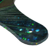 Glittery Aqua Peacock Feather Snijplank (Hoek)