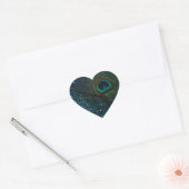 Glittery Aqua Peacock Hart Sticker (Envelop)