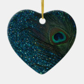 Glittery Aqua Peacock Keramisch Ornament (Voorkant)