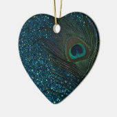 Glittery Aqua Peacock Keramisch Ornament (Links)