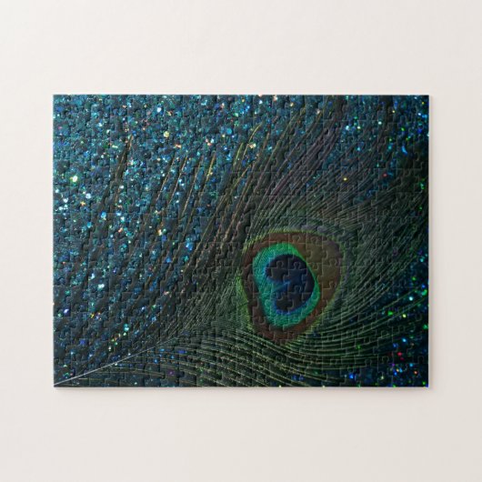 Glittery Aqua Peacock Legpuzzel (Horizontaal)