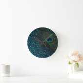 Glittery Aqua Peacock Ronde Klok (Huis)