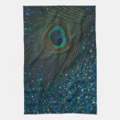 Glittery Aqua Peacock Theedoek (Verticaal)