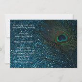 Glittery Aqua Peacock Wedding Kaart (Voorkant)
