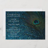 Glittery Aqua Peacock Wedding Kaart (Voorkant / Achterkant)