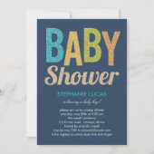 Glittery Baby shower Invitation - Jongen Kaart (Voorkant)