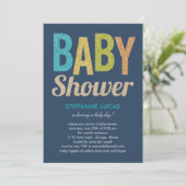 Glittery Baby shower Invitation - Jongen Kaart (Staand voorkant)