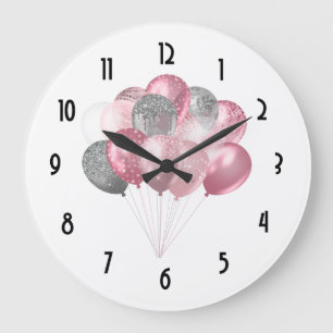 Glittery Balloon Bunch in roze en zilver Grote Klok