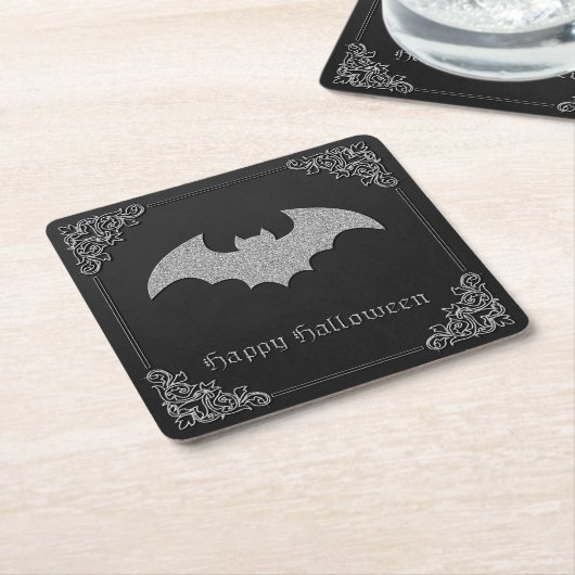 Glittery Bat Halloween Kartonnen Onderzetters (Schuin)