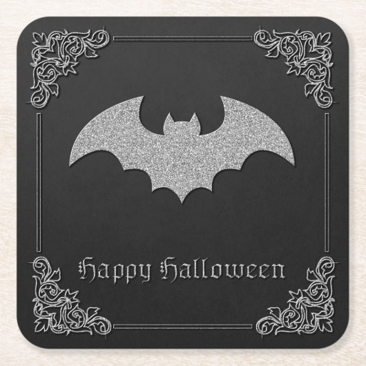 Glittery Bat Halloween Kartonnen Onderzetters (Voorkant)