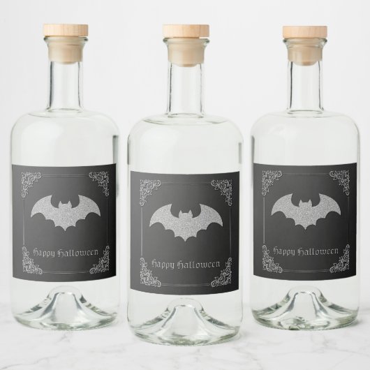 Glittery Bat Halloween Likeurfles Etiket (Flessen)