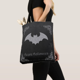 Glittery Bat Halloween Tote Bag
