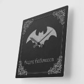 Glittery Bat Halloween Vierkante Klok (Hoek)