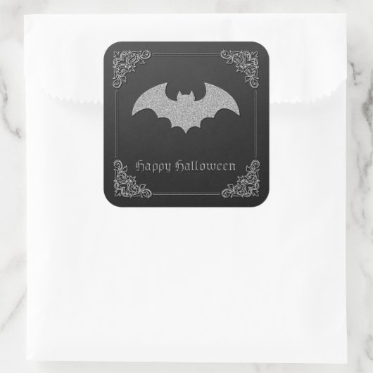 Glittery Bat Halloween Vierkante Sticker (Tas)