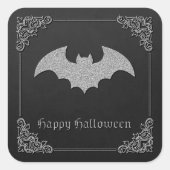 Glittery Bat Halloween Vierkante Sticker (Voorkant)