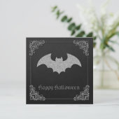 Glittery Bat Halloween Wenskaart (Staand voorkant)