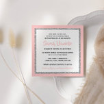 Glittery Bat Mitswa Licht Roze en Zilveren Plein Kaart<br><div class="desc">Deze trendy Bat Mitswa-uitnodiging is voorzien van sprankelende faux glitter gelaagd tegen een achtergrond van effen kleuren. Gebruik het formulier sjabloon om uw eigen gegevens toe te voegen. Het Ontwerpgereedschap kan worden gebruikt om de lettertypestijl,  -kleur en -lay-out te wijzigen.</div>