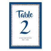 Glittery Bat Mitswa Navy blauw en zilver Kaart (Voorkant)