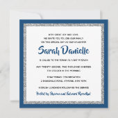 Glittery Bat Mitswa Navy Blauw Zilveren Plein Kaart (Voorkant)