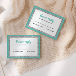 Glittery Bat Mitswa, Thee en Zilver RSVP Kaartje