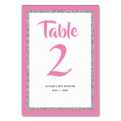 Glittery Bat Mitzvah Pink en Silver Rectangle Kaart (Achterkant)