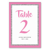 Glittery Bat Mitzvah Pink en Silver Rectangle Kaart (Voorkant)