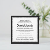 Glittery Bat Mitzvah Zwart Zilveren Vierkant Kaart (Staand voorkant)