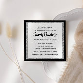 Glittery Bat Mitzvah Zwart Zilveren Vierkant Kaart