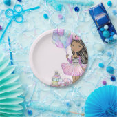 Glittery Birthday African American Girl Unicorn Papieren Bordje (Feest)