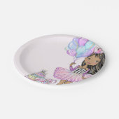 Glittery Birthday African American Girl Unicorn Papieren Bordje (Gekanteld)