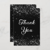 Glittery Black 40e verjaardag Bedankkaart (Voorkant / Achterkant)