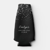 Glittery Black 40e verjaardag Flesjeskoeler (Voorkant)