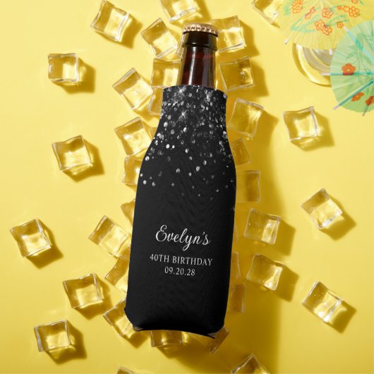 Glittery Black 40e verjaardag Flesjeskoeler (Insitu Zomer)