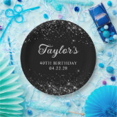Glittery Black 40e verjaardag Papieren Bordje (Feest)