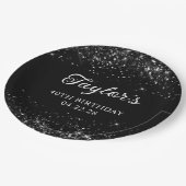 Glittery Black 40e verjaardag Papieren Bordje (Gekanteld)