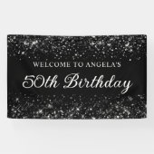 Glittery Black 50e verjaardag Welkom Spandoek (Horizontaal)