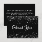 Glittery Black 50ste verjaardag Bedankkaart (Voorkant / Achterkant)