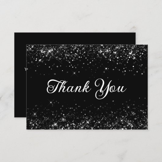 Glittery Black 50ste verjaardag Bedankkaart (Voorkant / Achterkant)